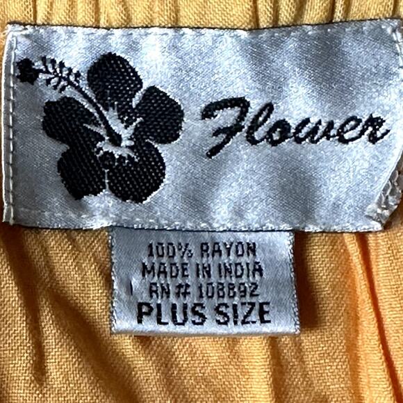 Flower Women Plus Size 2X Yellow Orange Fall Embroidered Button Front Maxi Skirt - Picture 7 of 9